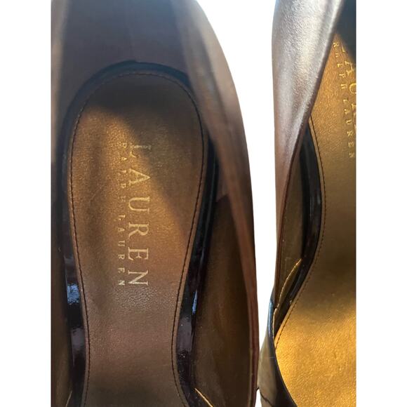 Lauren Ralph Lauren brown/bronze peep toe 3 1/2" heels Excellent Luxury - Picture 3 of 5